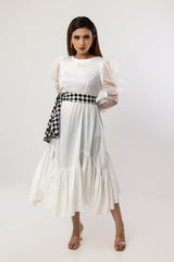 High low ruffled white dress