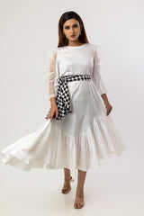 High low ruffled white dress