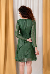 Mini long sleeve frill dress