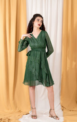 Mini long sleeve frill dress