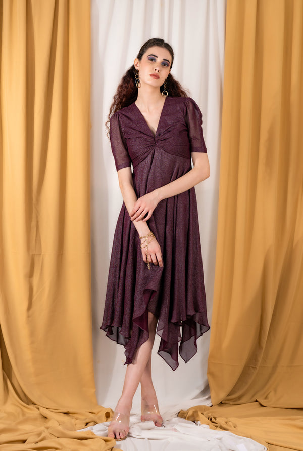 Uneven front twist dress