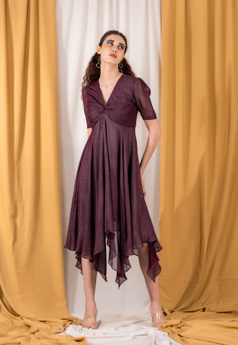 Uneven front twist dress